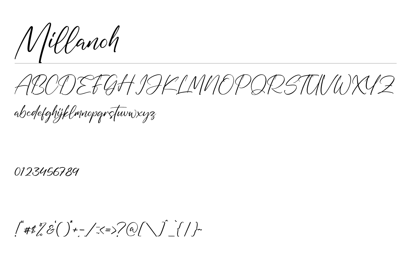 Millanoh Font preview
