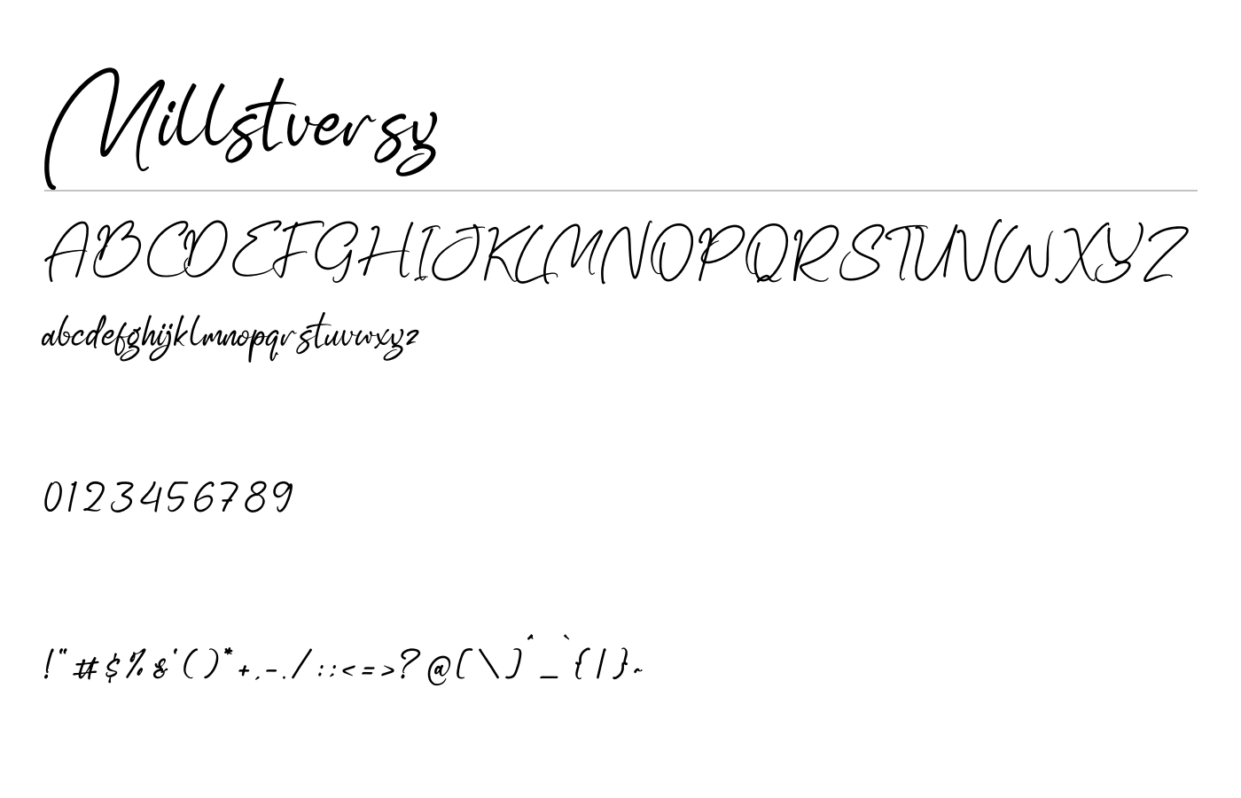 Millstversy Font preview