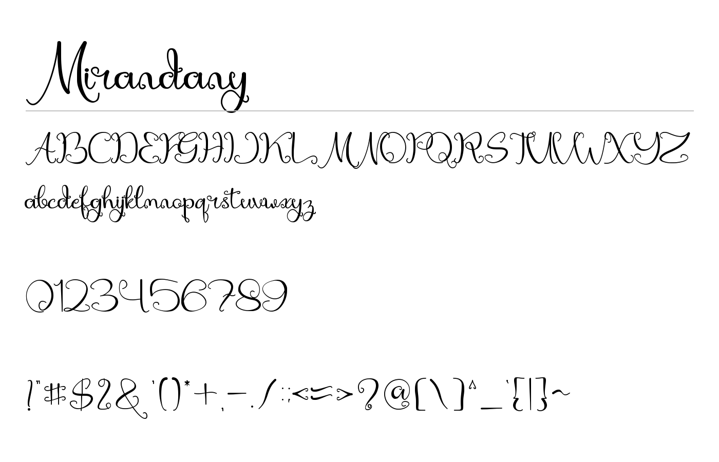 Mirandany Font preview