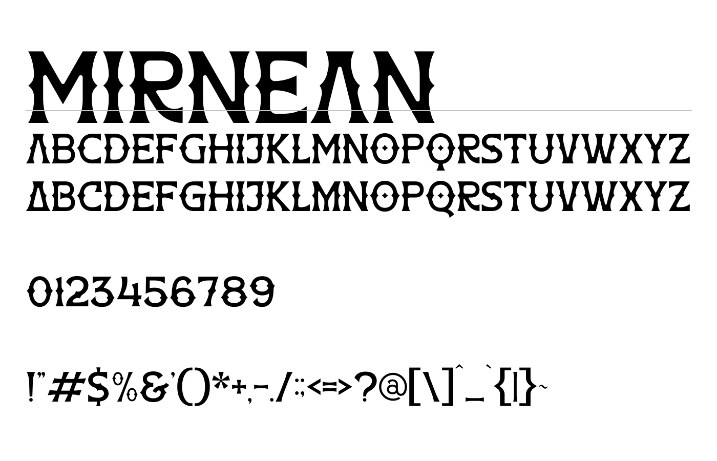 Mirnean Font preview