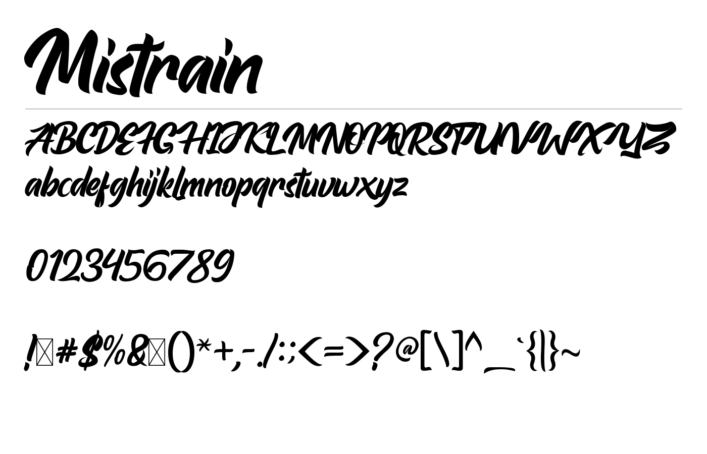 Mistrain Script Modern Hand Lettering preview