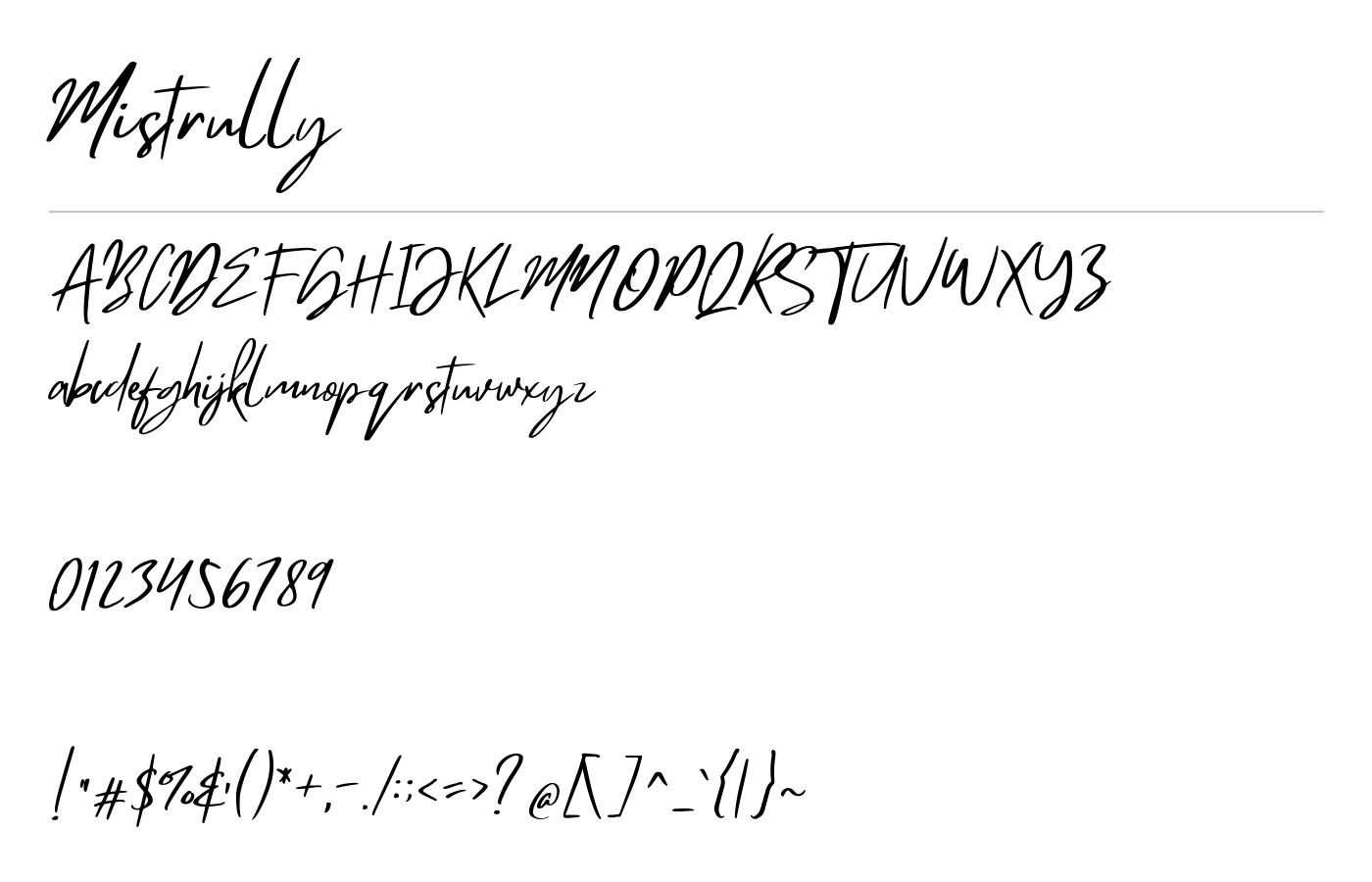 Mistrully Font preview