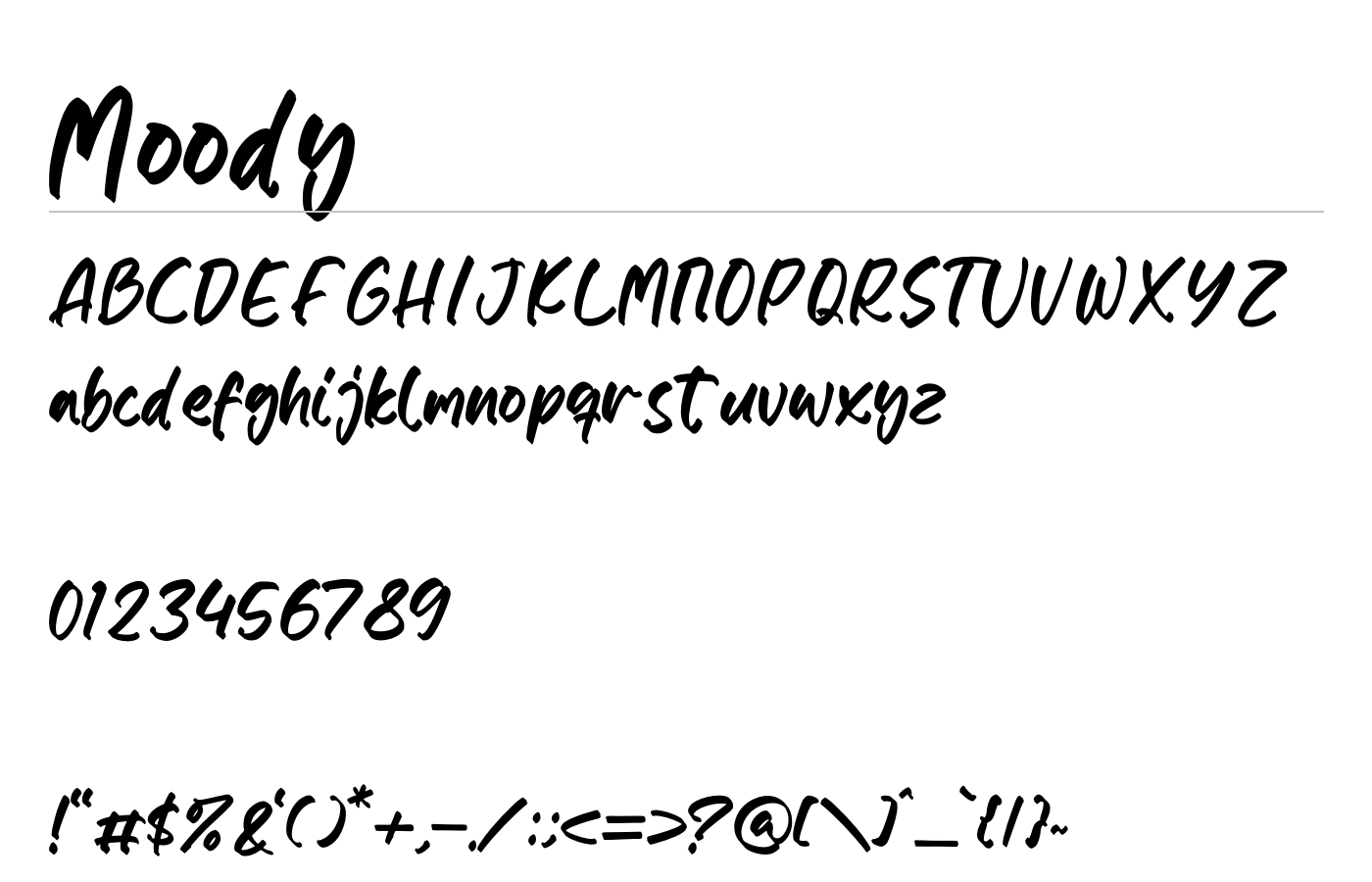 Moody Font preview