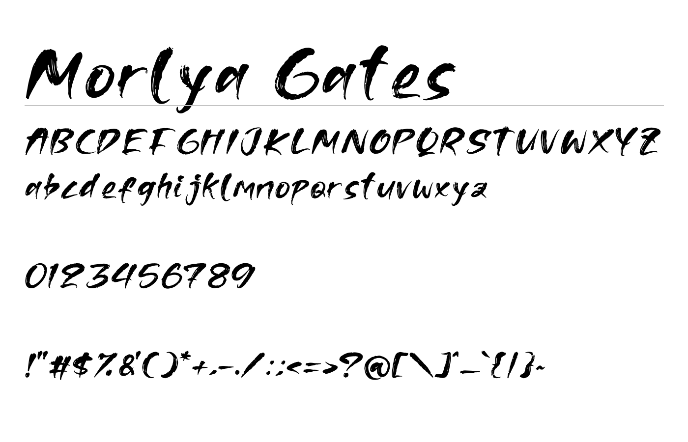Morlya Gates Font preview