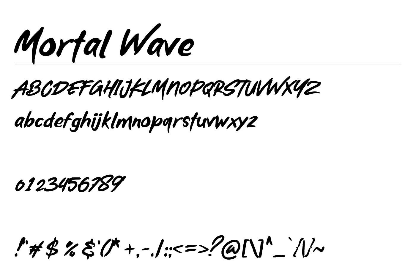 Mortal Wave Font preview