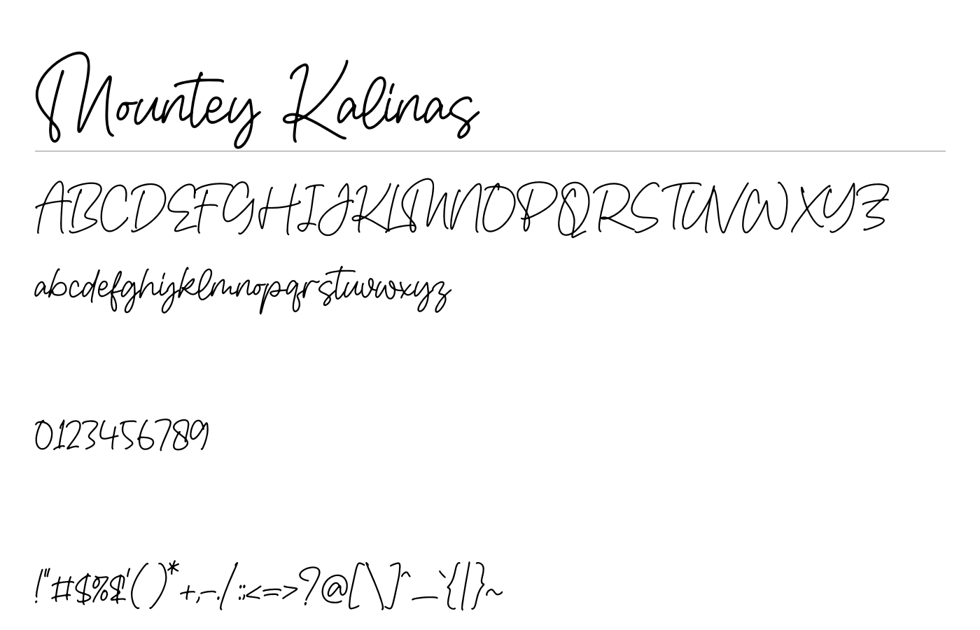 Mountey Kalinas Font preview