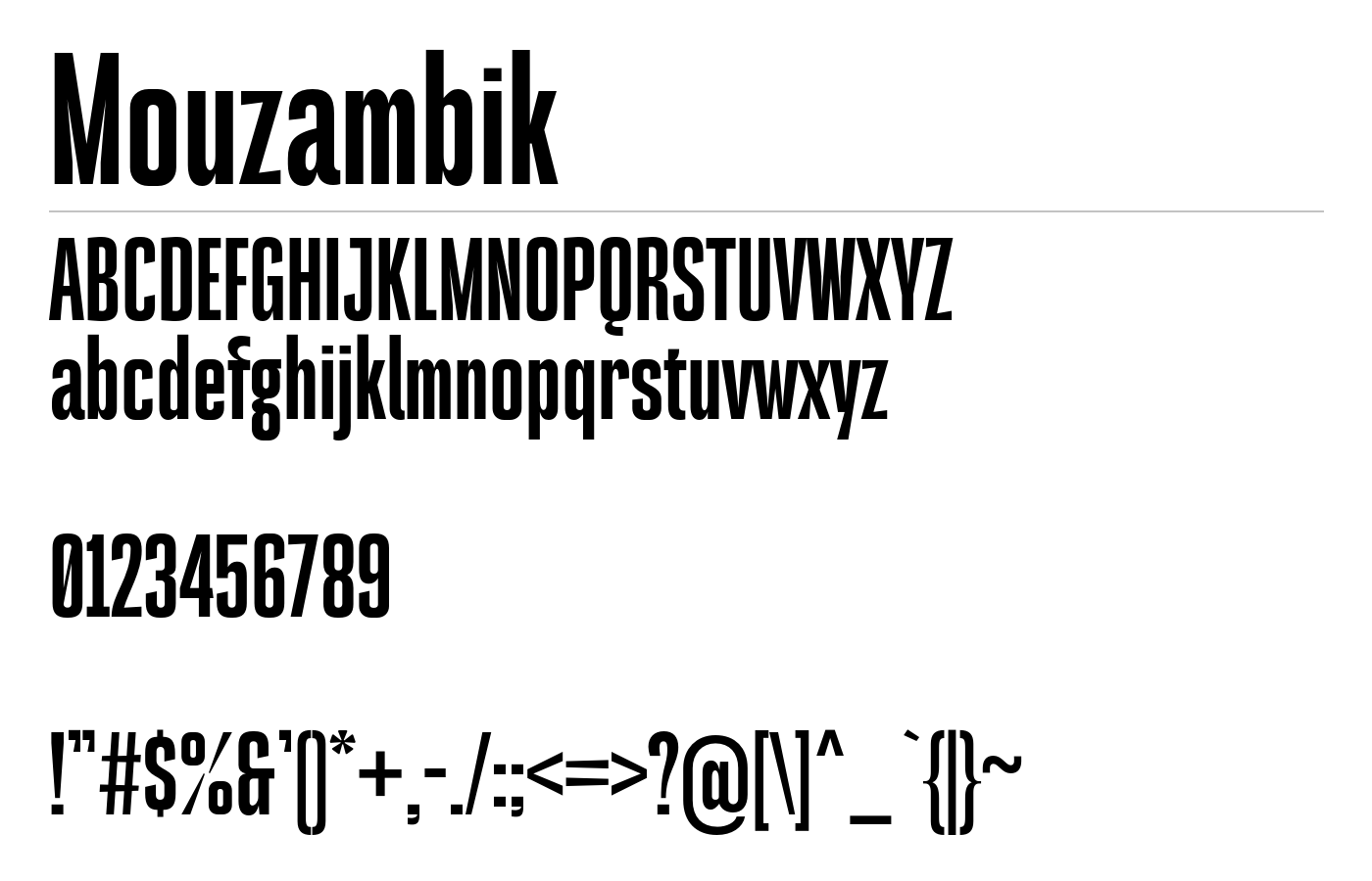 Mouzambik Font preview