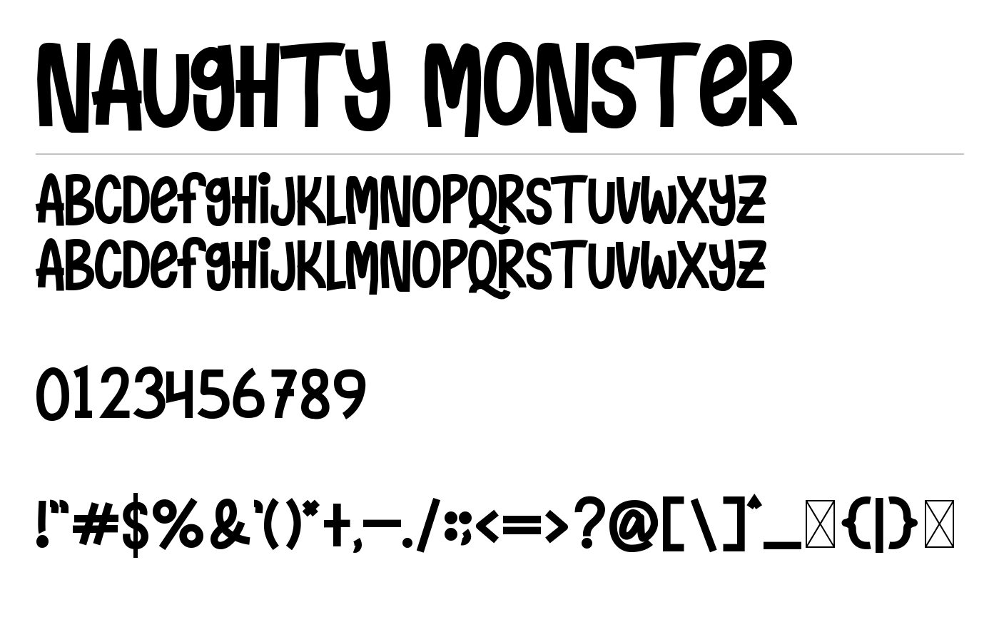 Naughty Monster Font preview