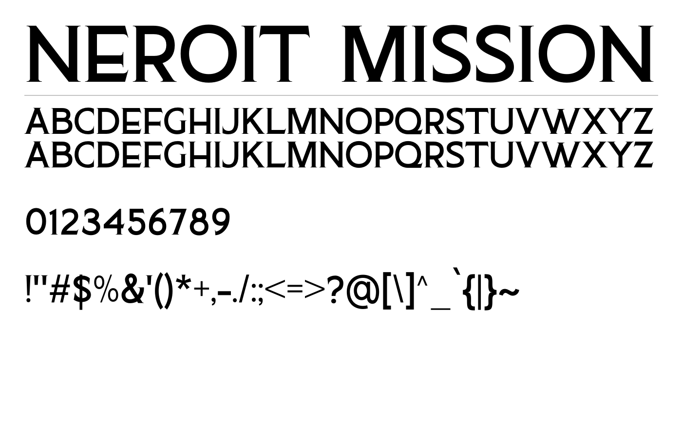 Neroit Mission Font preview
