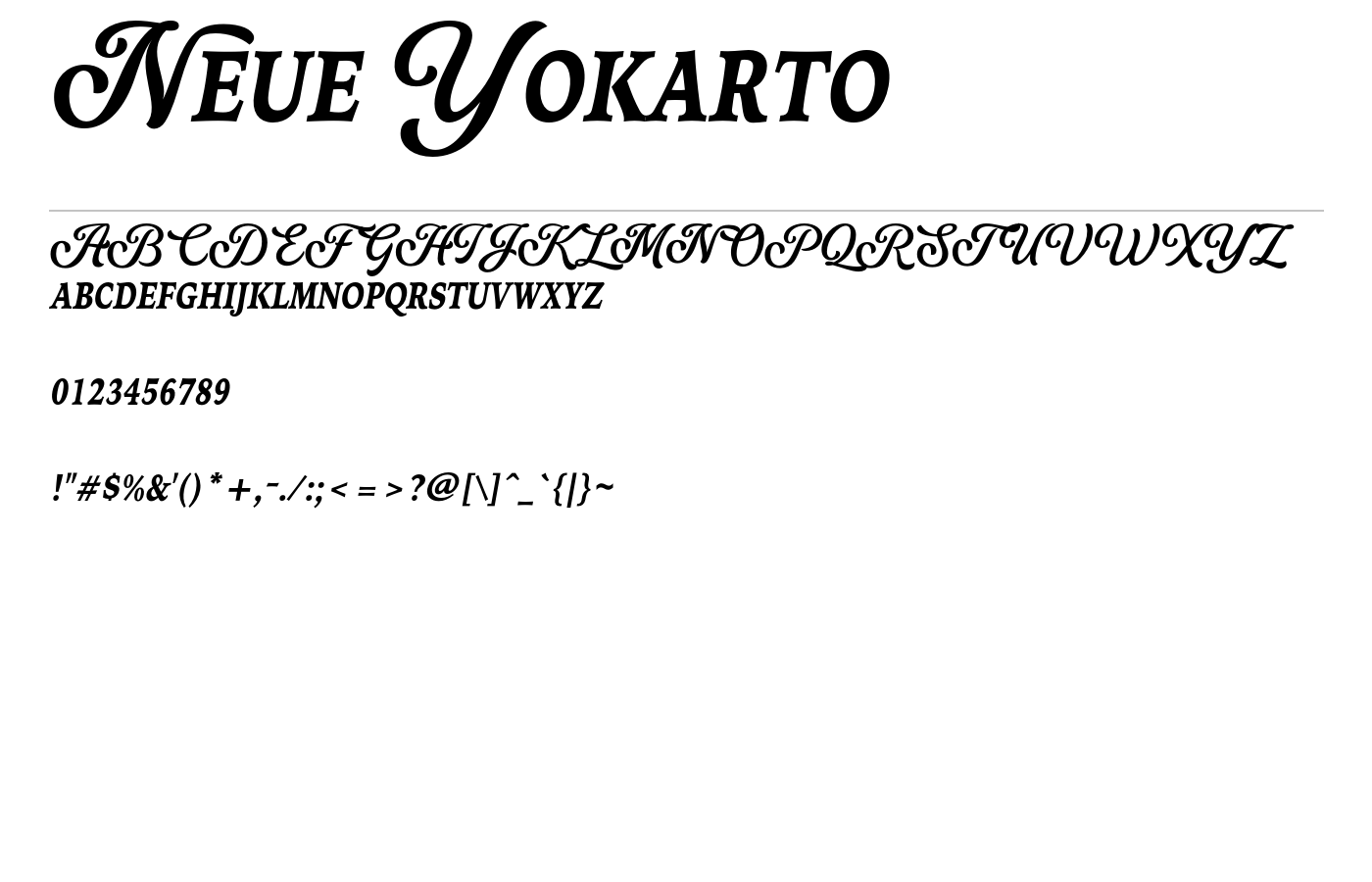 Neue Yokarto Font preview