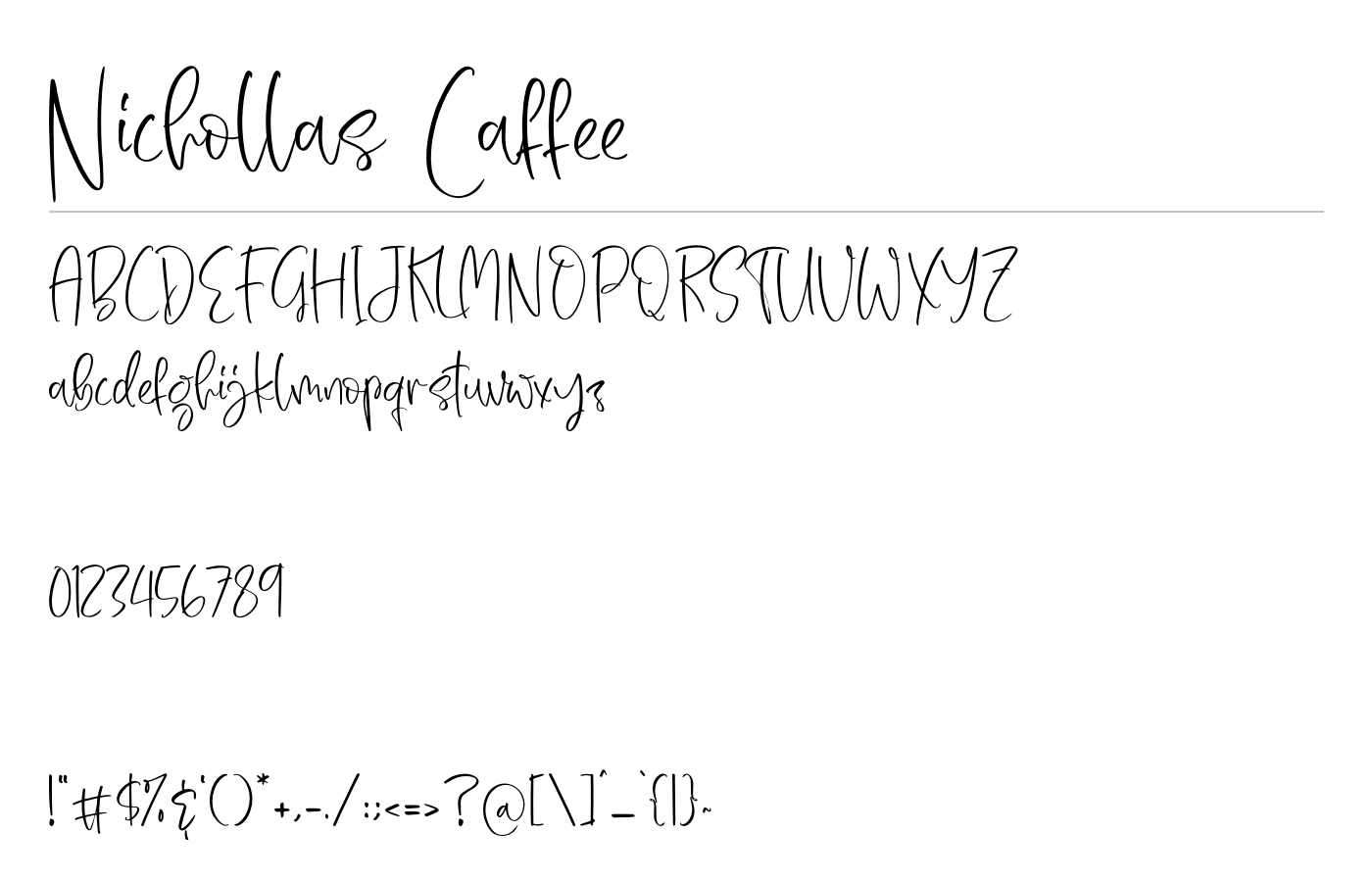 Nichollas Caffee Font preview