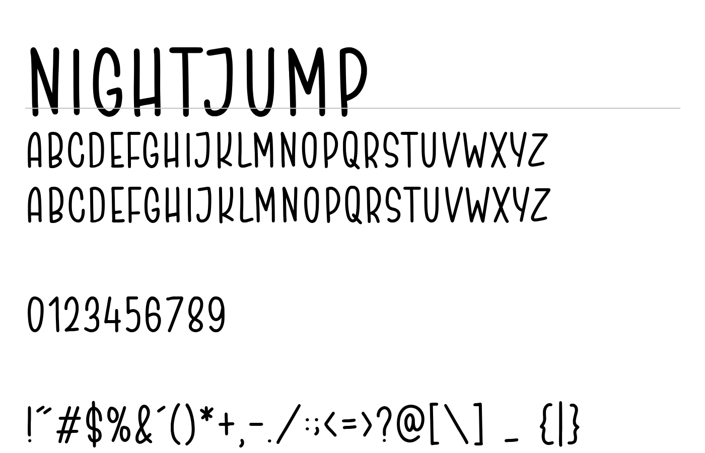 Night Jump Font preview
