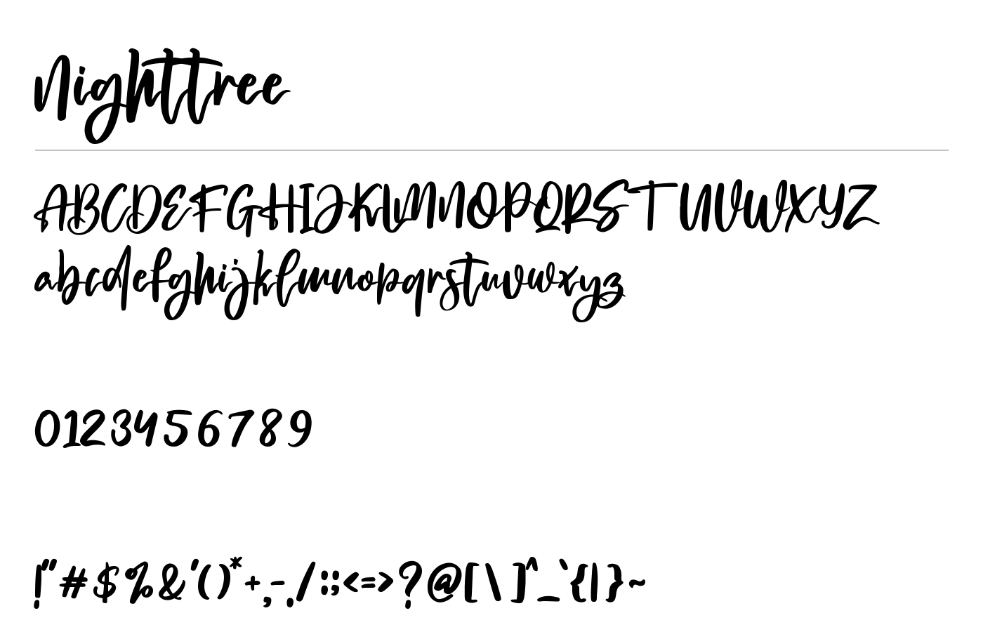 Nightree Font preview