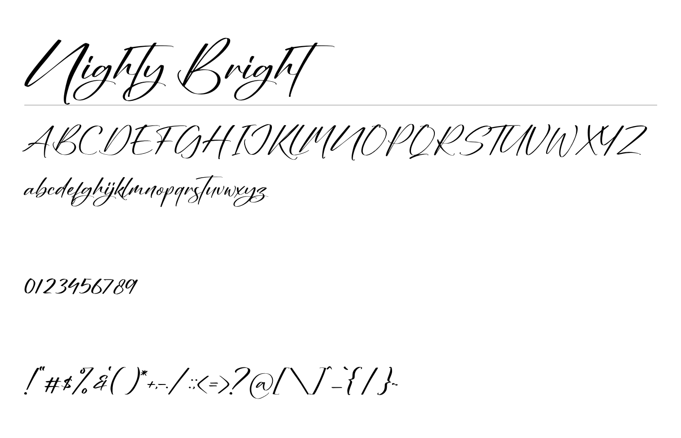 Nighty Bright Font preview