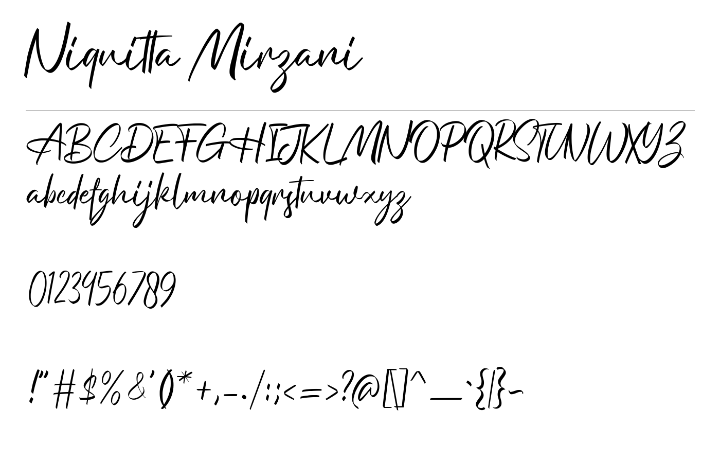 Niquitta Mirzani Font preview