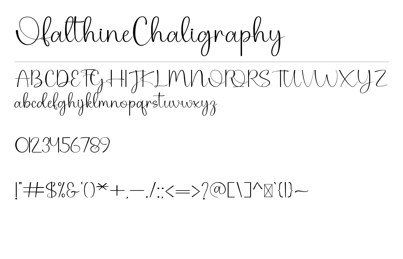 Ofalthine Caligraphy Font preview