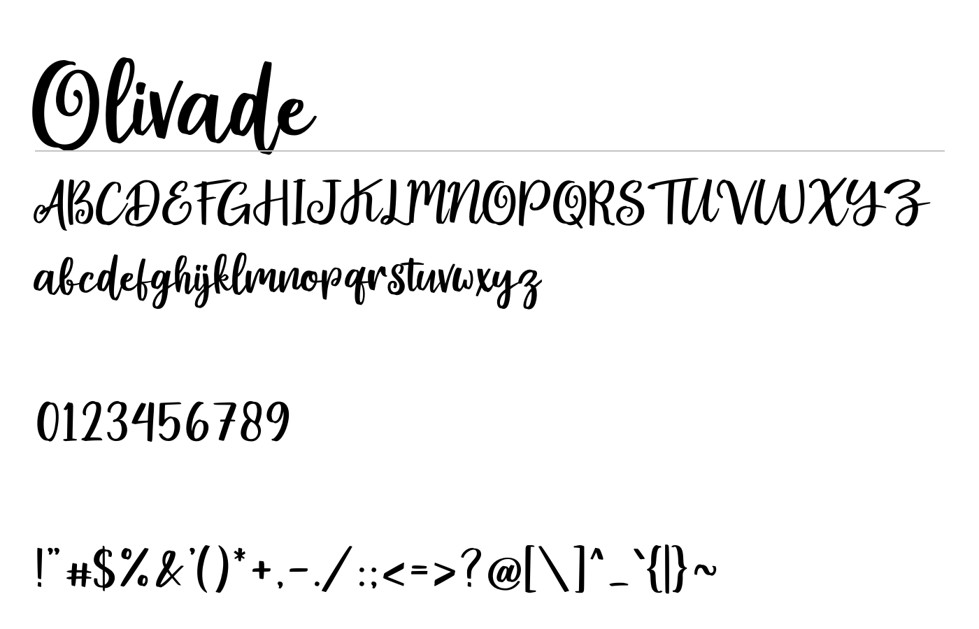 Olivade Font preview