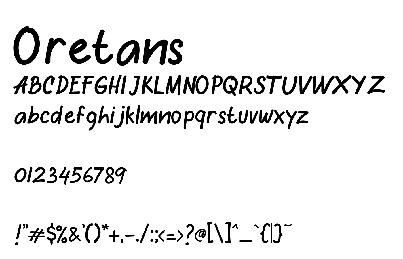 Oretans Font preview
