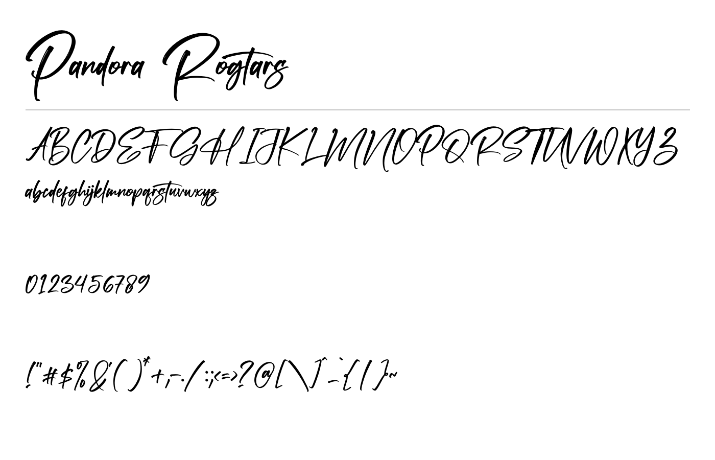 Pandora Rogtars Font preview