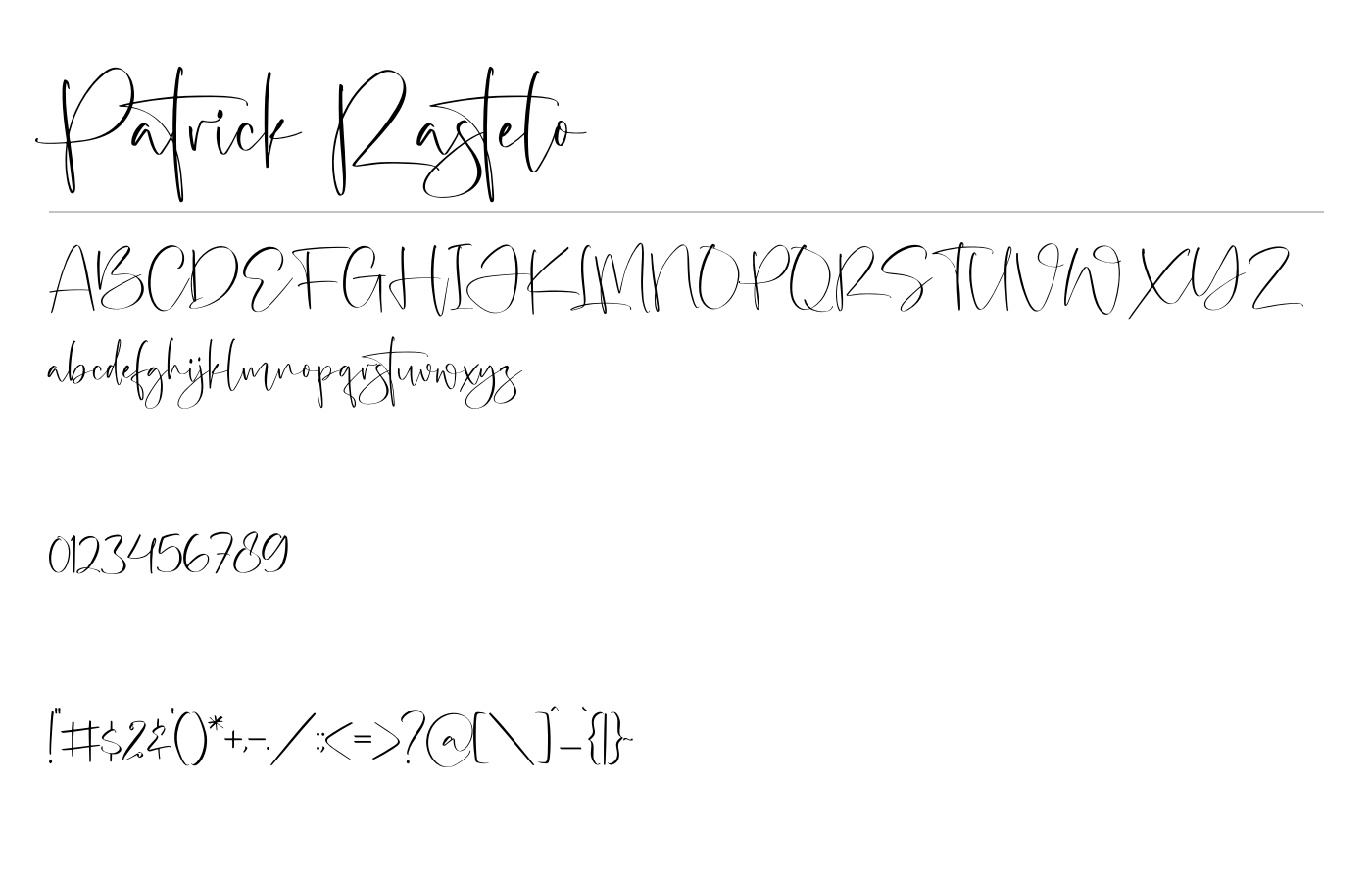 Patrick Rastelo Font preview