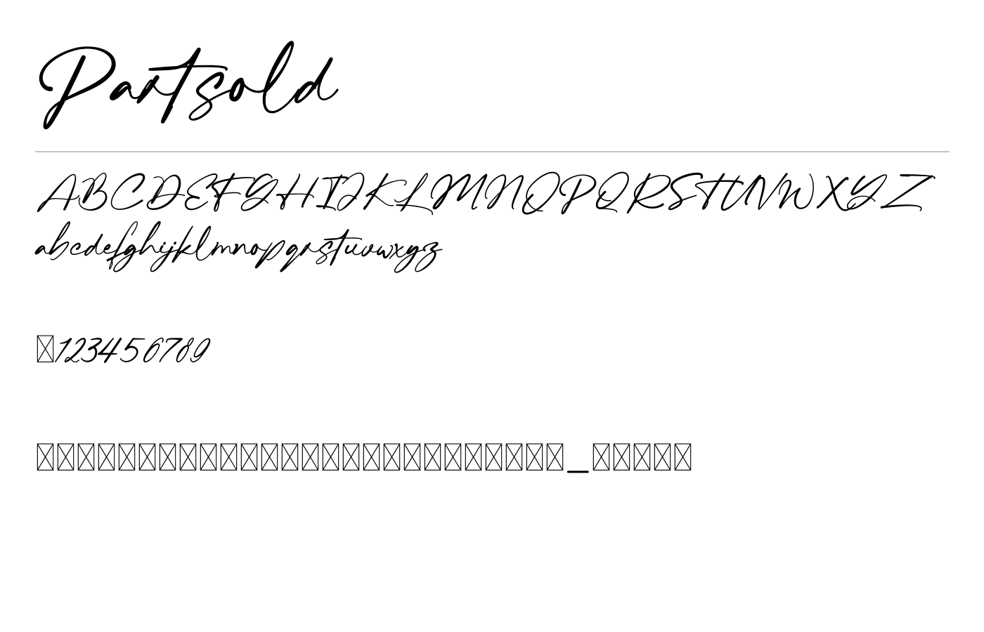 Partsold Font preview