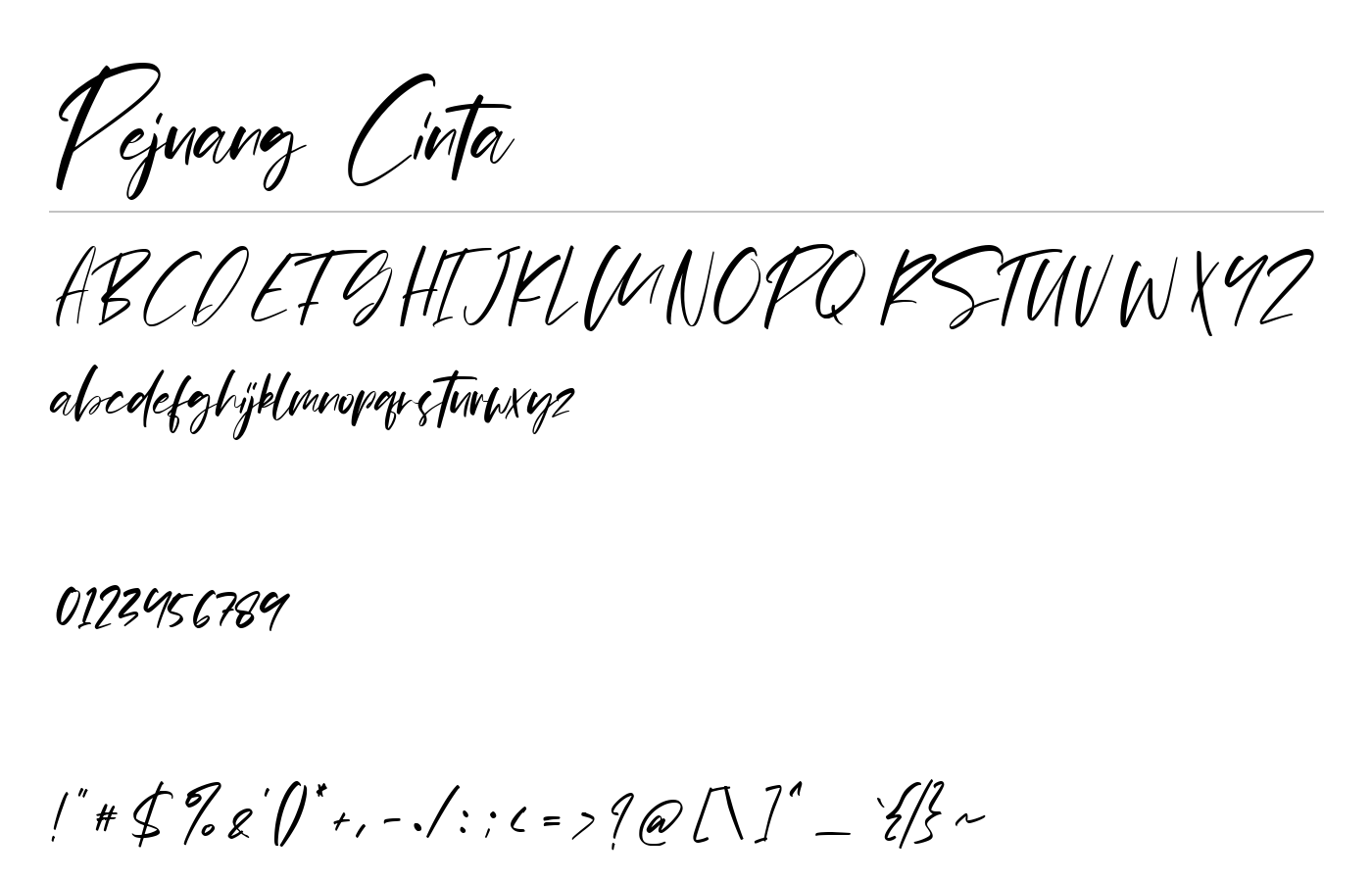Pejuang Cinta Font preview