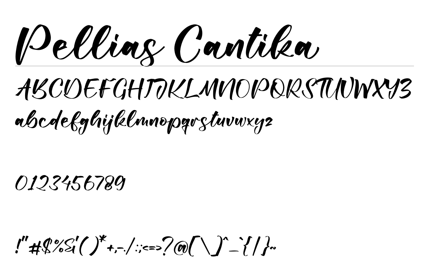 Pellias Cantika Font preview