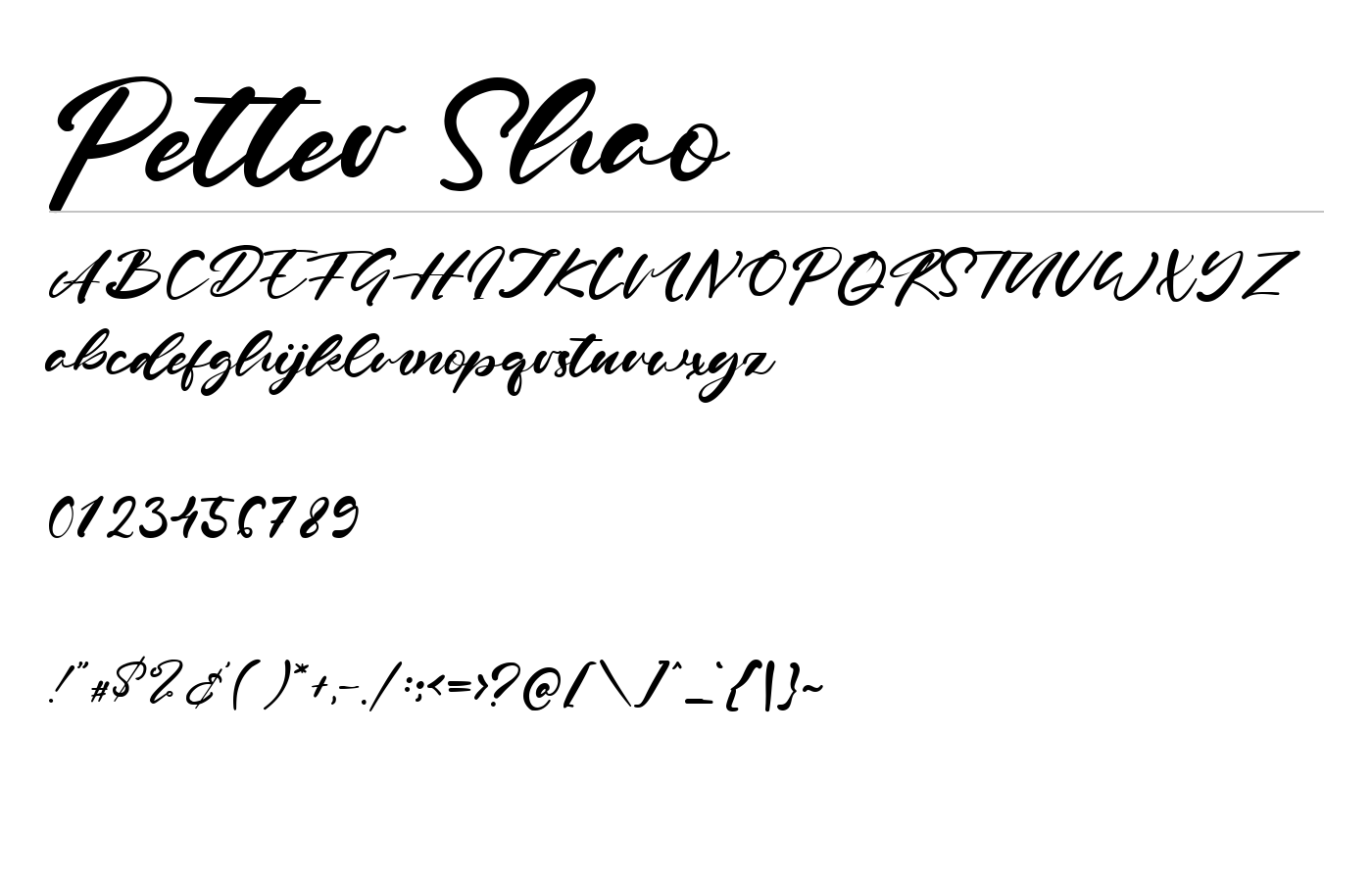 Petter Shao Font preview
