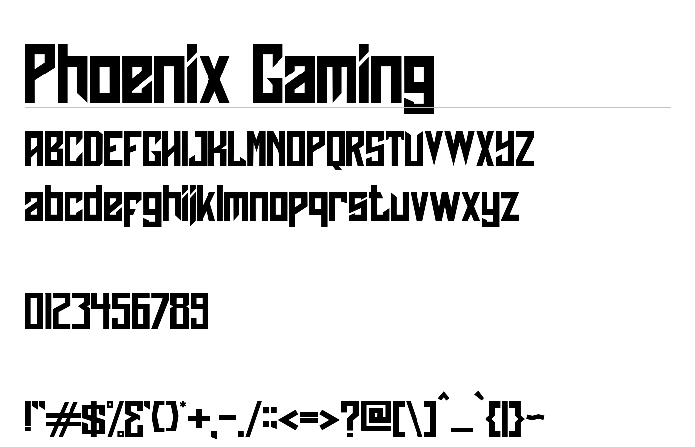 Phoenix Gaming Font preview