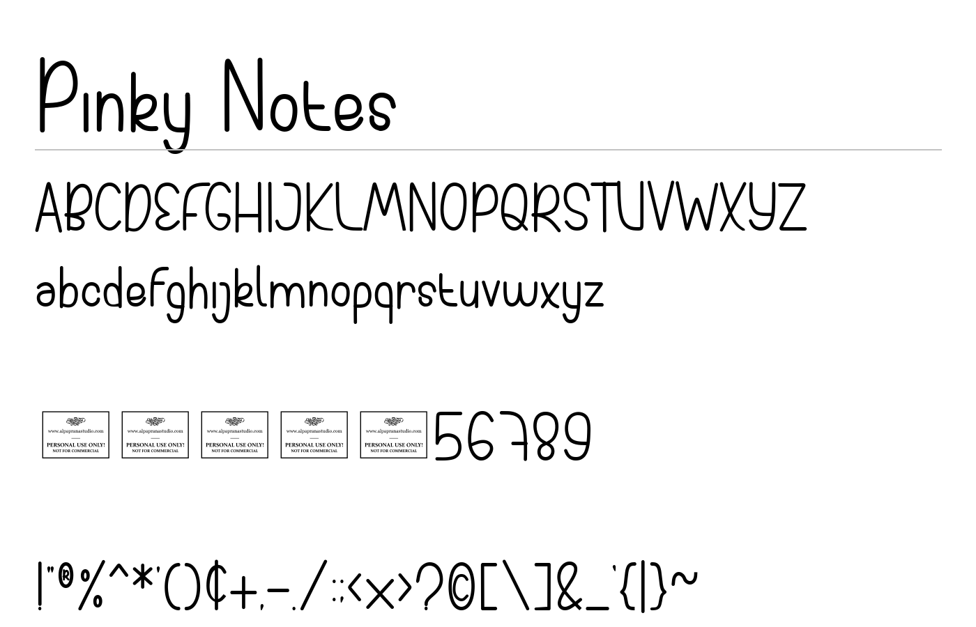 Pinky Notes Font preview