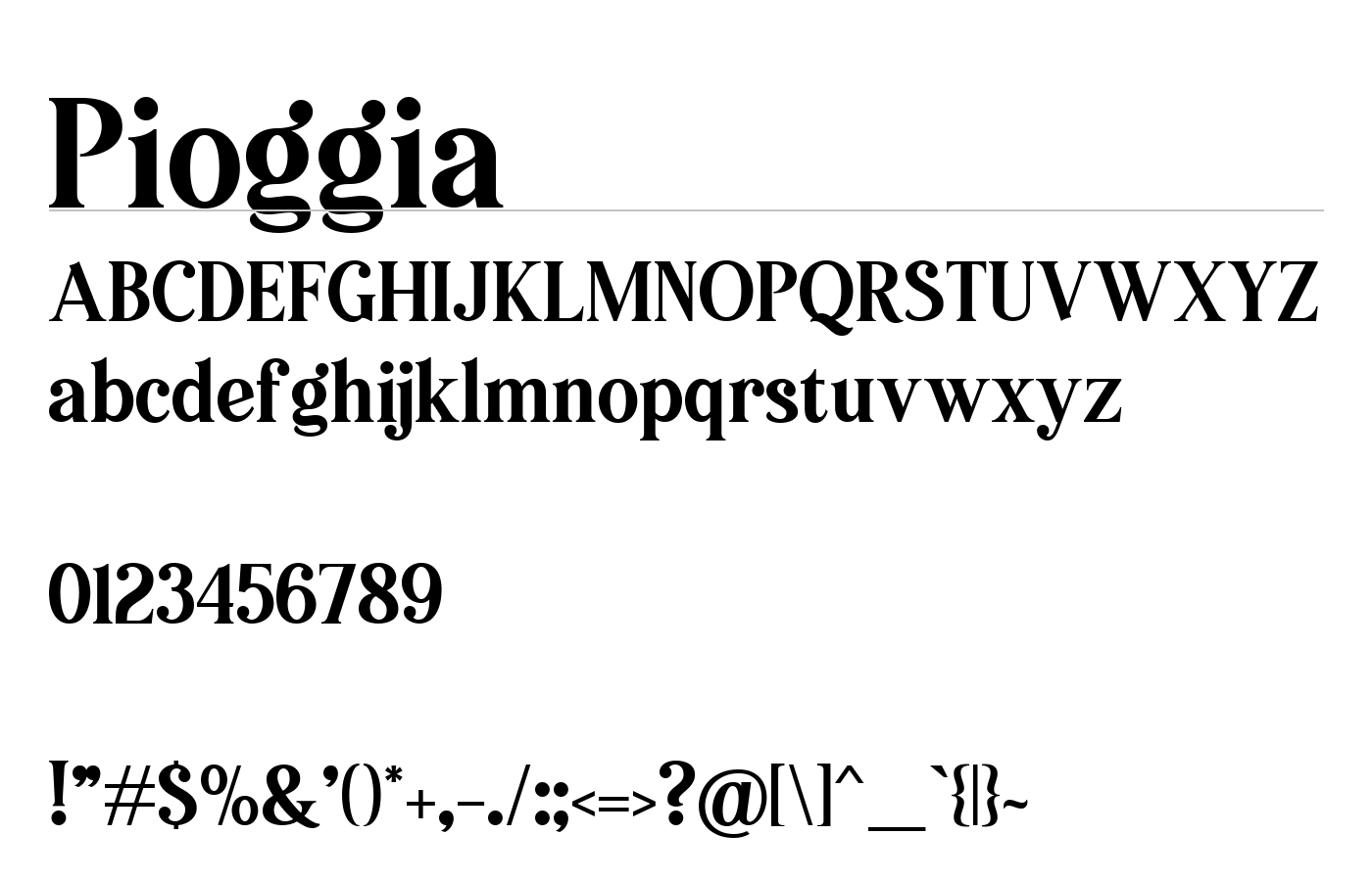 Pioggia Font preview