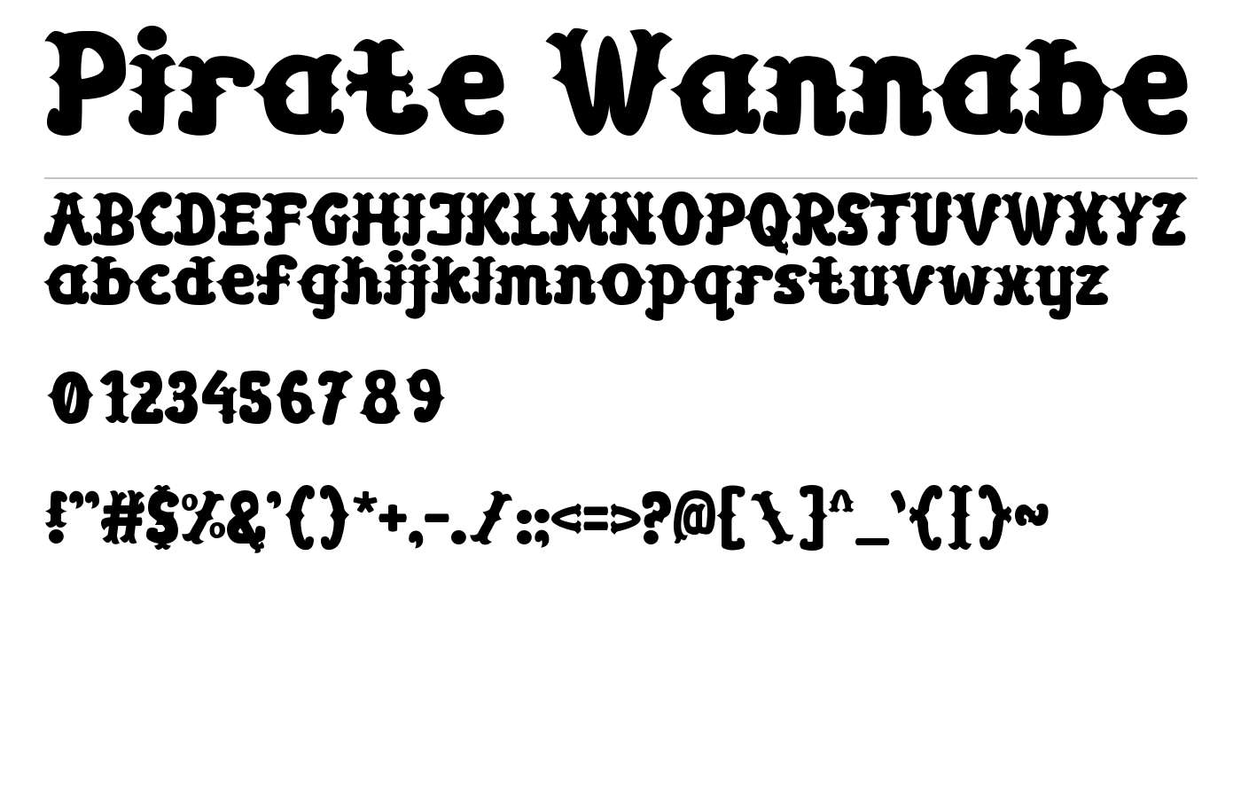 Pirate Wannabe Font preview