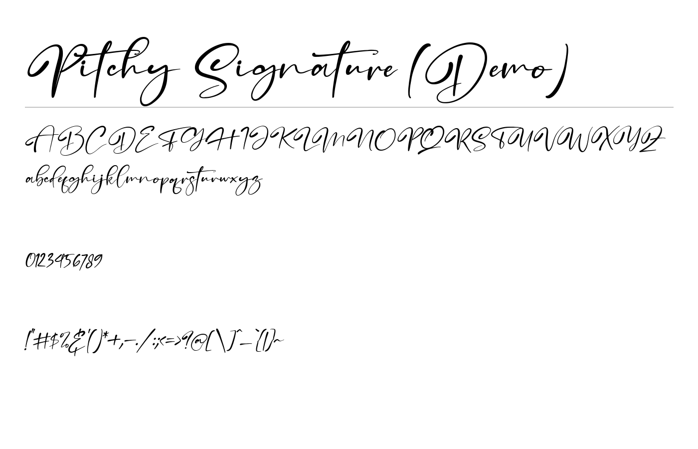 Pitchy Signature Font preview