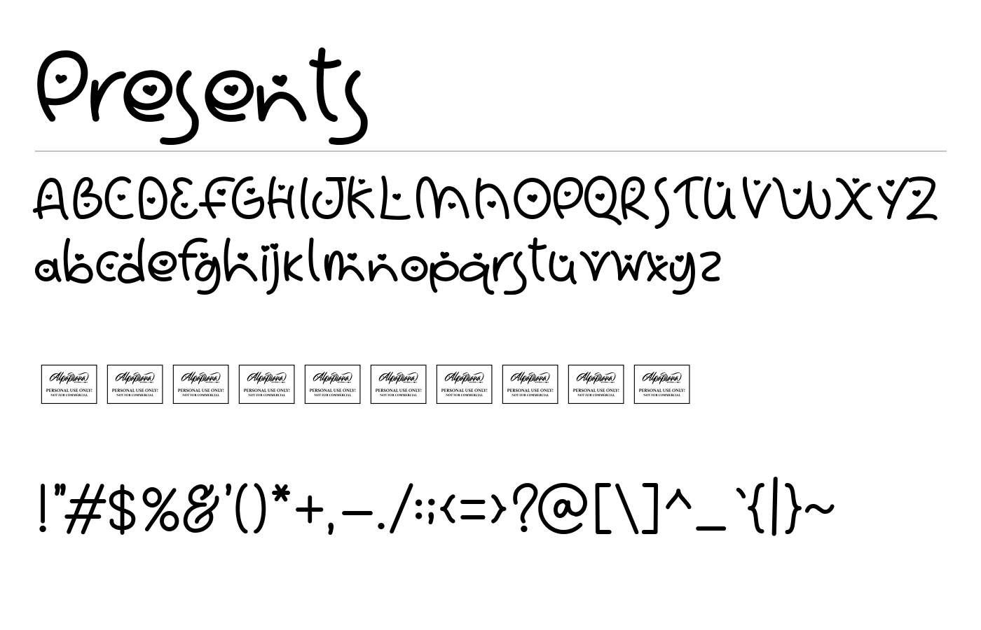 Presents Font preview