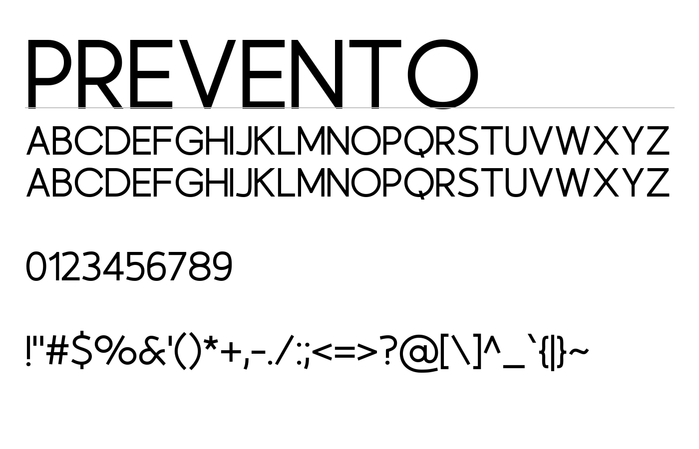 Prevento Font preview