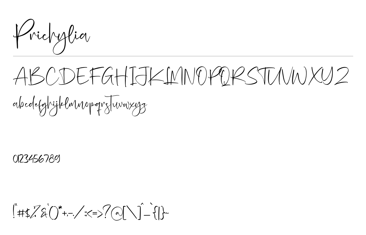 Prichylia Font preview