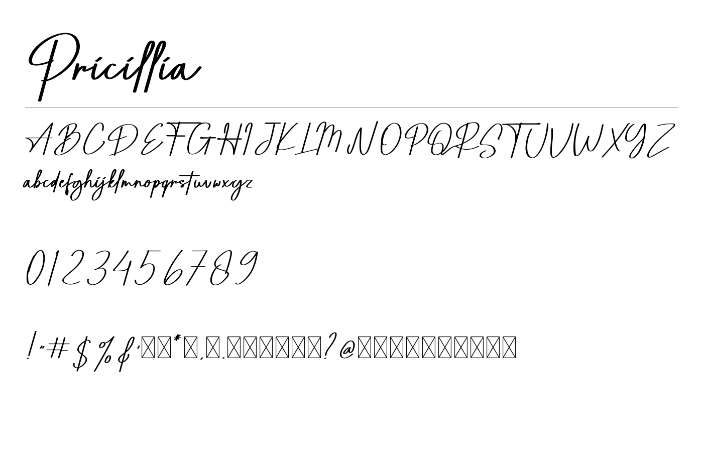 Pricillia Font preview