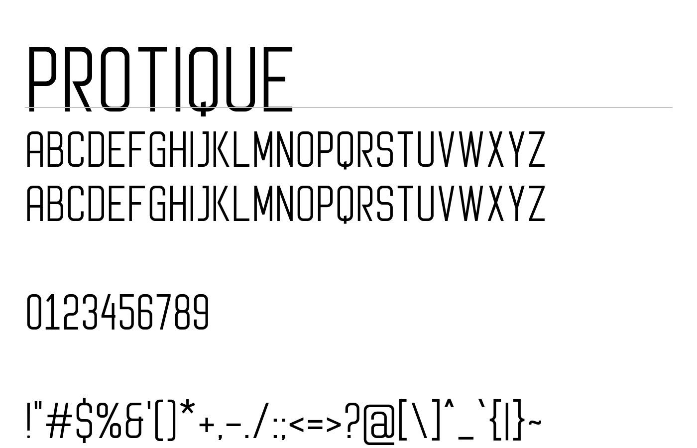 Protique Font preview