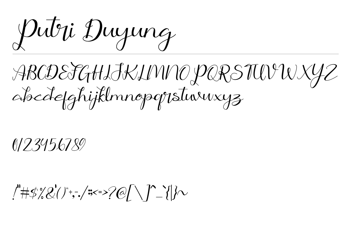Putri Duyung Font preview