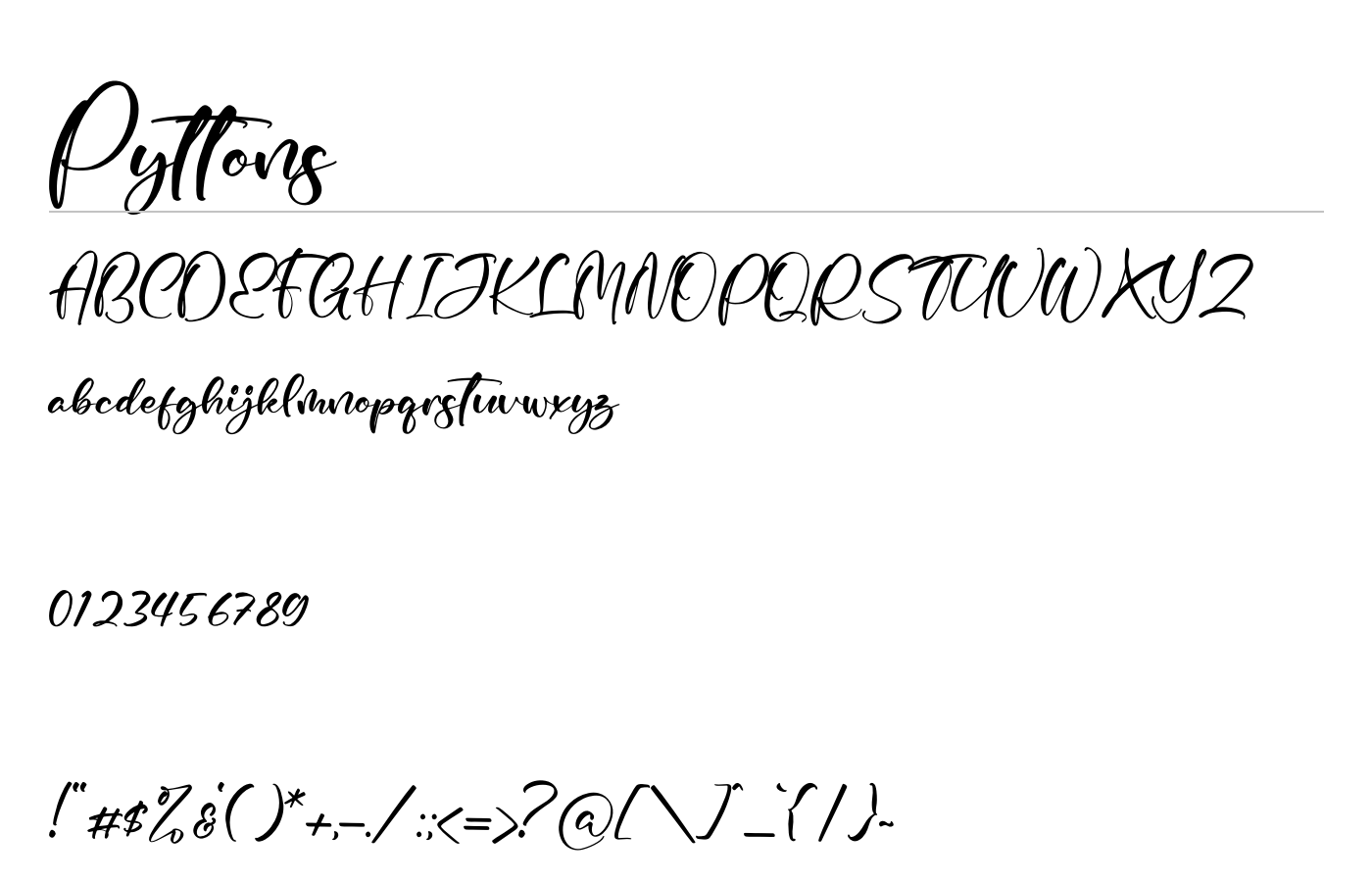 Pyttons Font preview