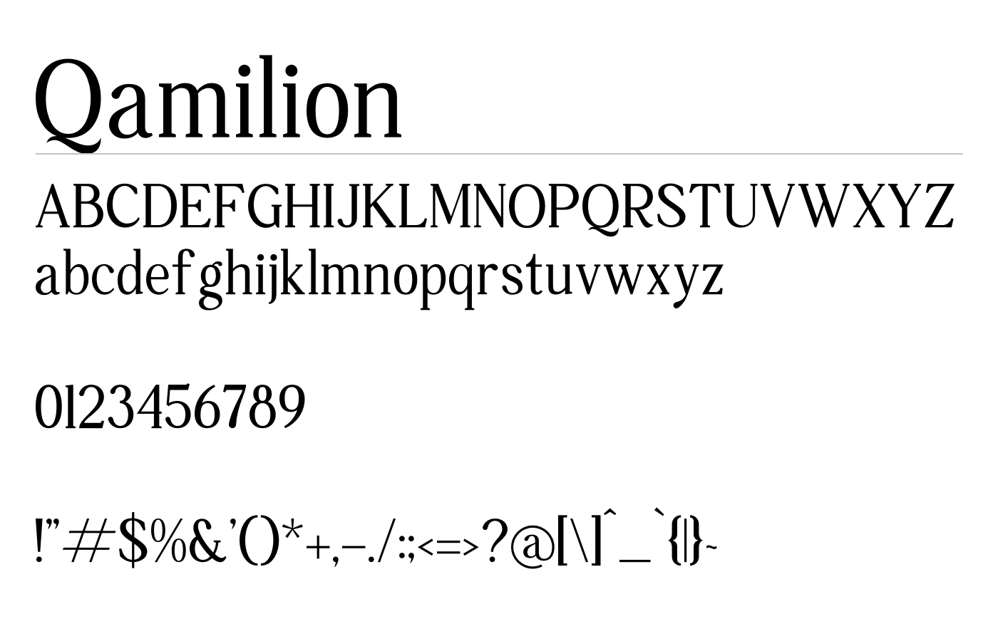 Qamilion Font preview