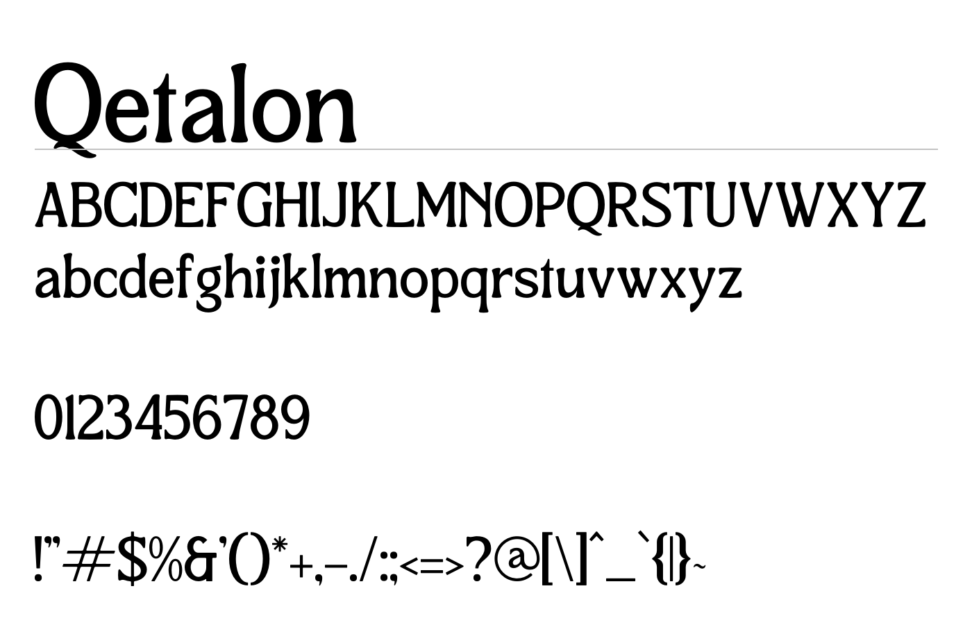 Qetalon Typeface Font preview