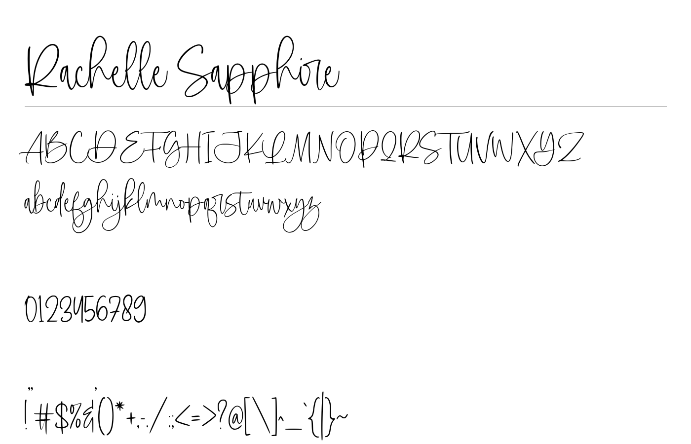 Rachelle Sapphire Font preview