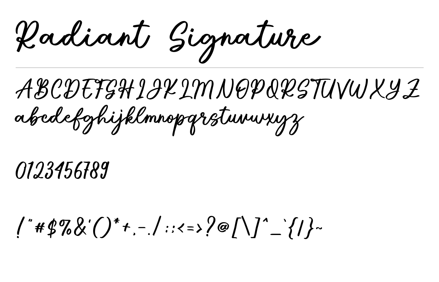 Radiant Signature Font preview