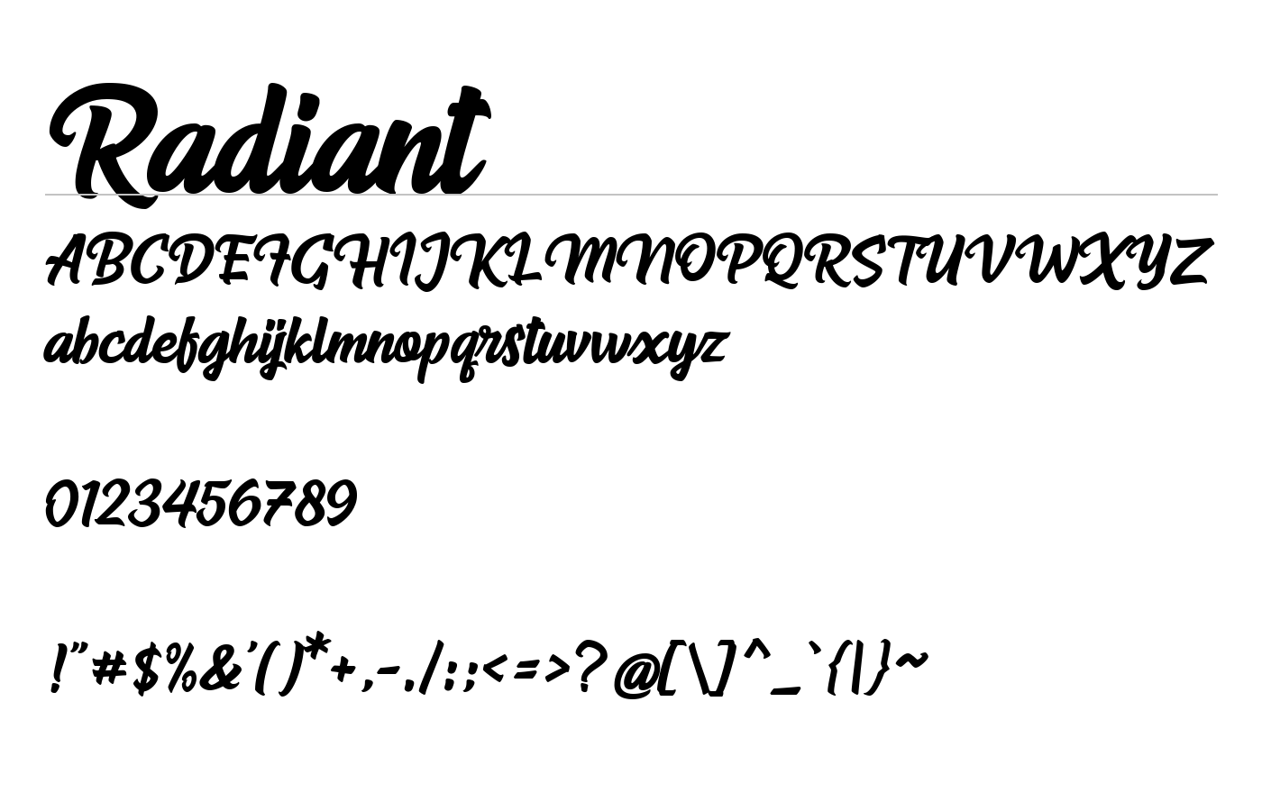 Radiant Iconic Script Font preview