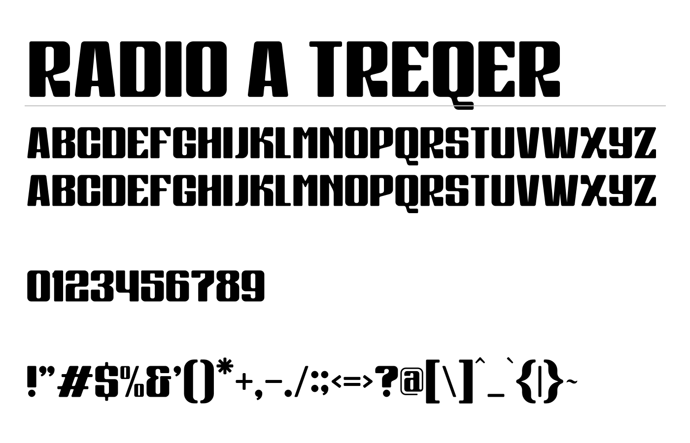 Radio a Treqer Font preview