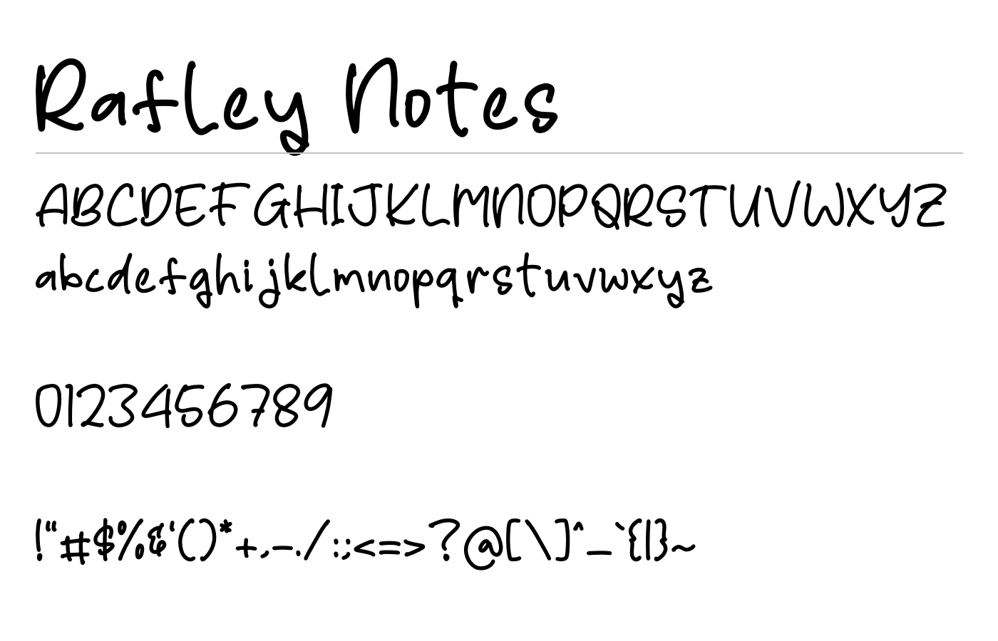 Rafley Notes Font preview