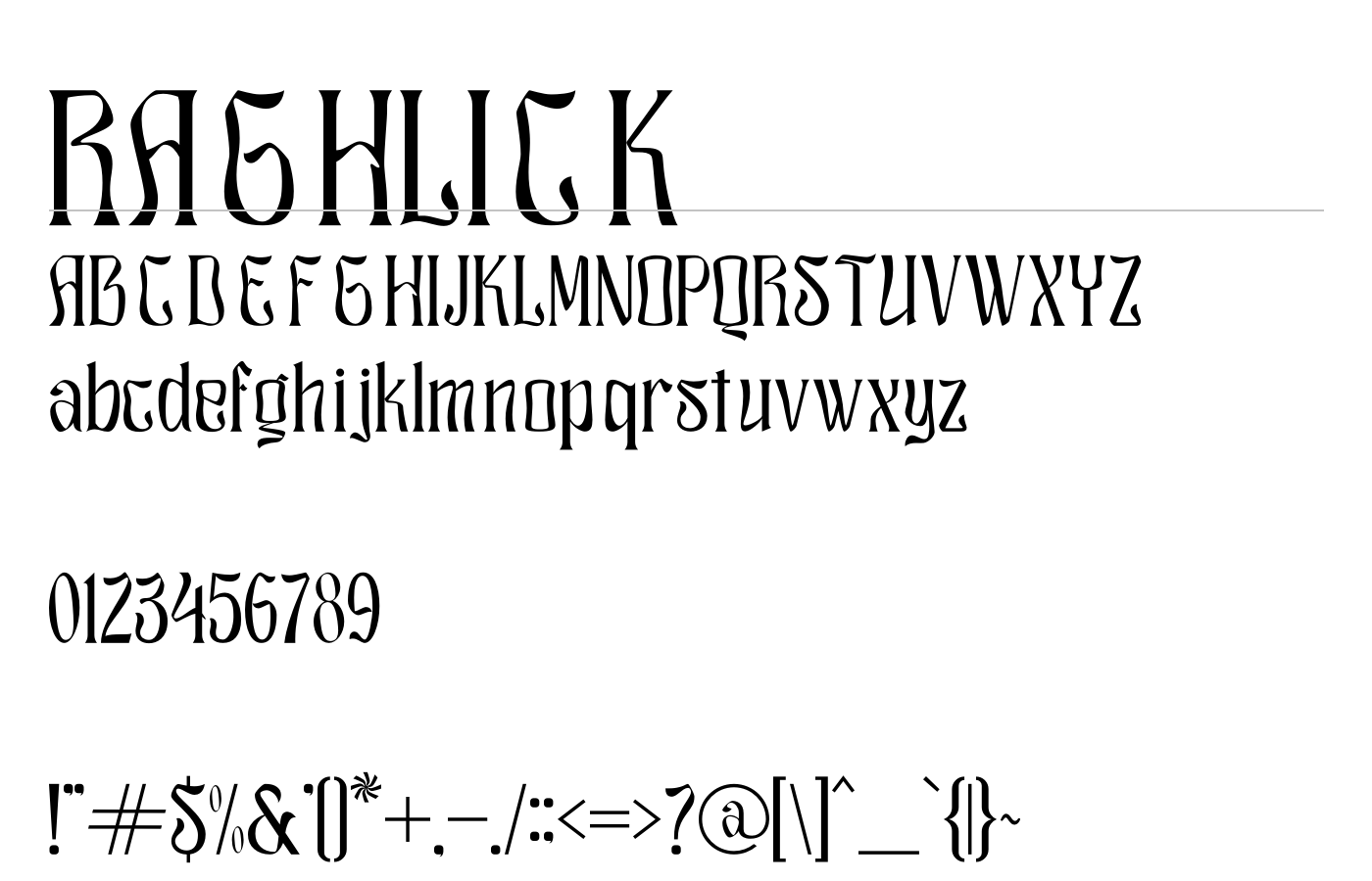 Raghlick Font preview