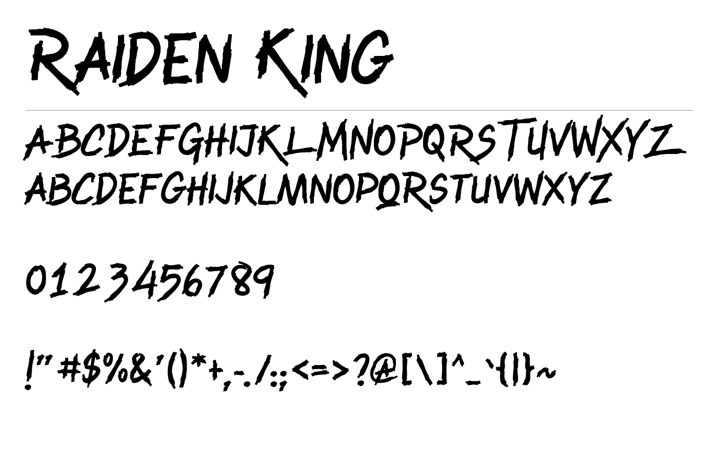 Raiden King Font preview