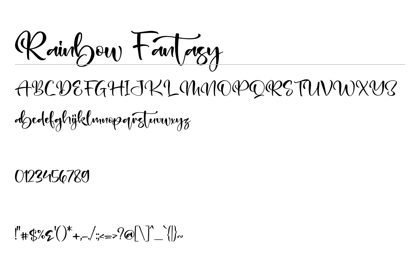 Rainbow Fantasy Font preview